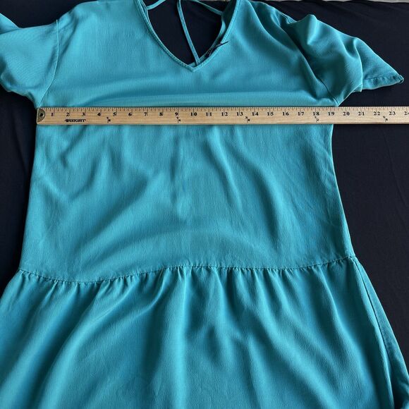 Eileen Fisher Womens Drop Waist Dress Petite Small Casual Turquoise Flowy - Picture 6 of 8